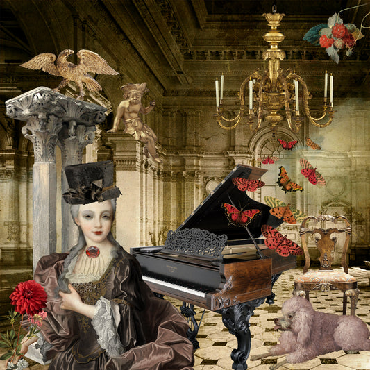 'Vintage Grand Piano' Art Greeting Card