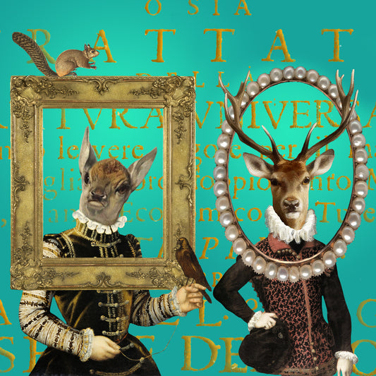 'Mr and Mrs Deer' Art Greeting Card